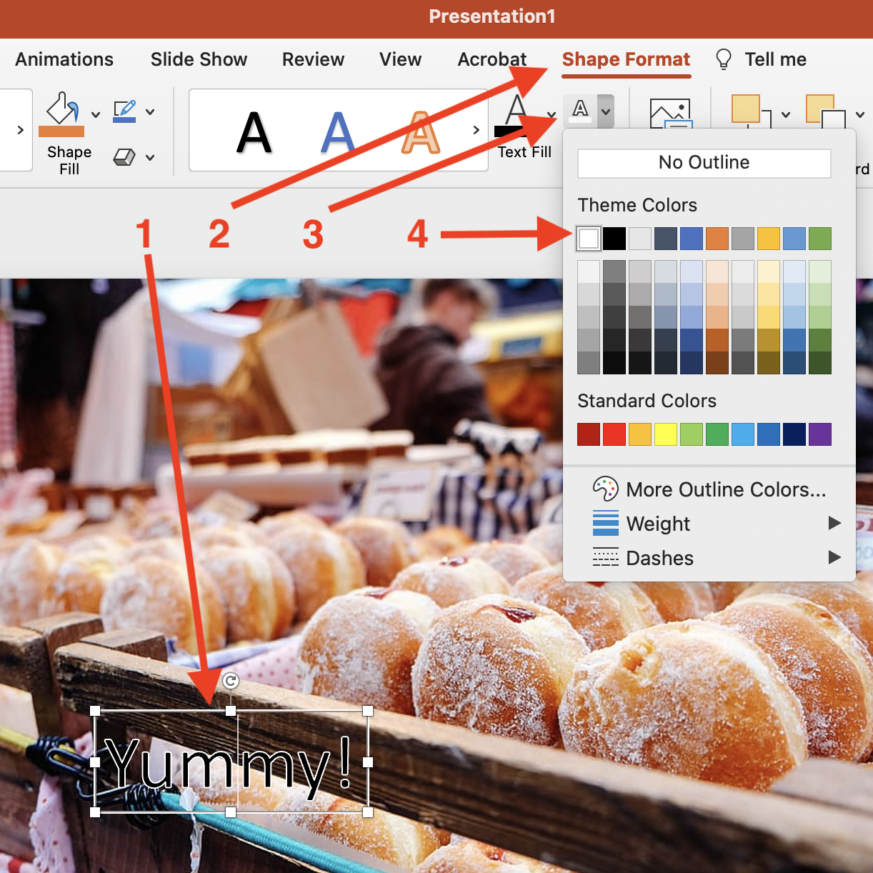 how do you outline one side of a text box in powerpoint